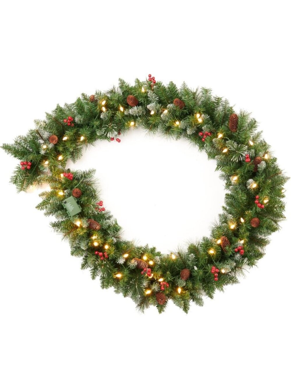 9 Feet Pre-Lit Christmas Garland, Mixed Pine Decorated with Frosted Berries